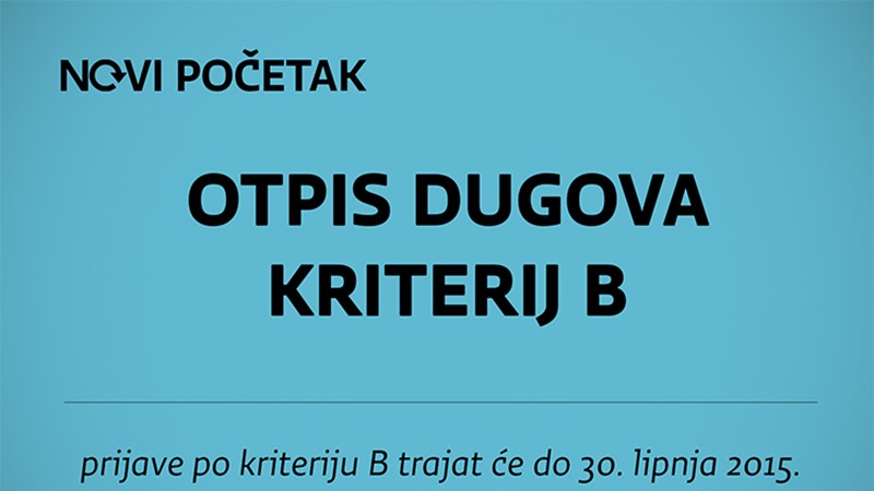 Sutra počinje druga faza mjere otpisa dugova građanima po kriteriju B 